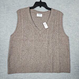Old Navy Women’s So soft V-neck Cable Vest Brown Sweater Size L New